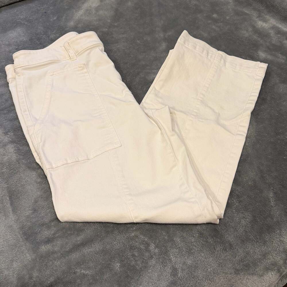 LOFT White Pocket Crop Wide Leg Pants Size 8
